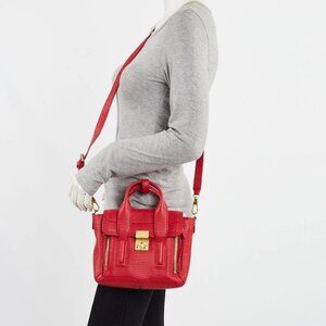 3.1 Phillip Lim Red Shark Embossed Leather Mini Pashli Satchel Bag